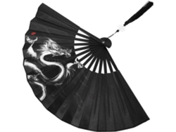 Abanico Plegable Negro Ventilador Portátil Estilo Tradicional Chino Hecho Plástico Materiales Resistentes