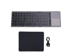 Teclado portátil dobrável triplo sem fio, recarregável, com Bluetooth e touchpad (preto)