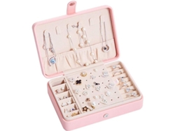 Caja Organizadora De Joyería Portátil De Cuero Pu Para Mujeres (rosa)