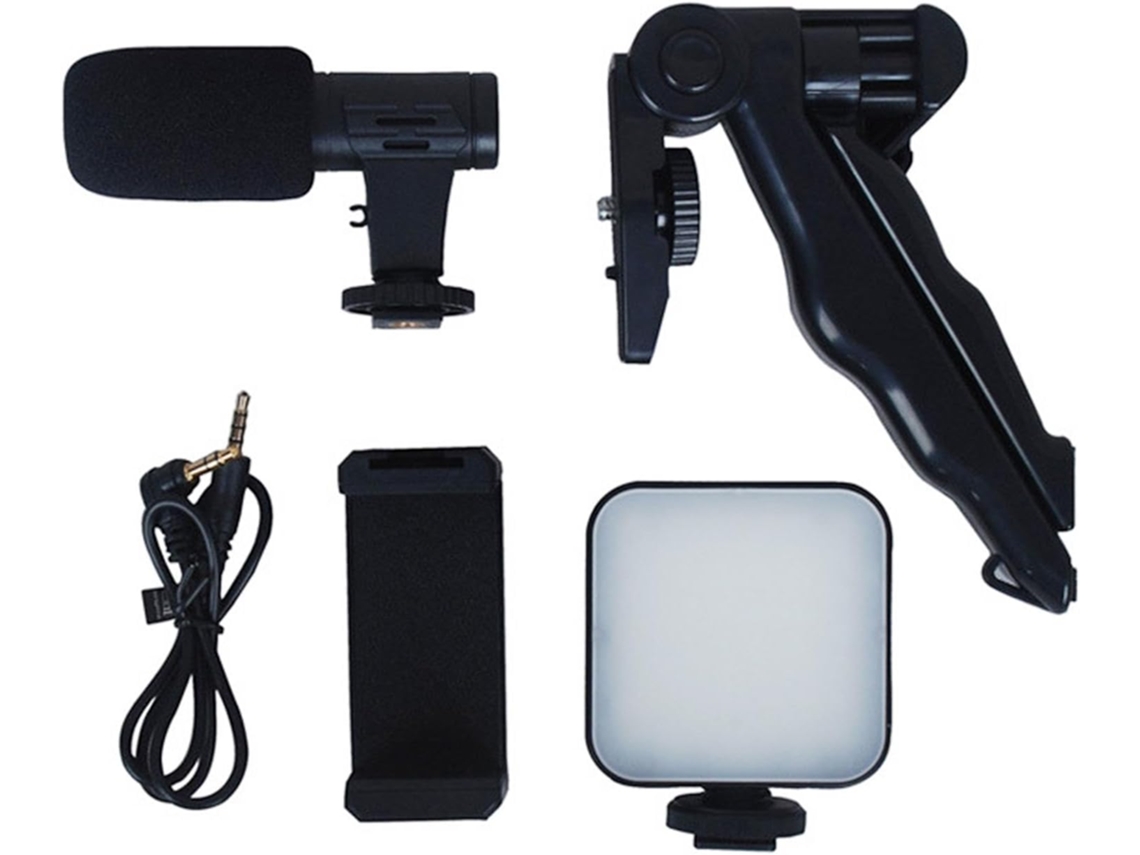Kit De Cámara Para Vlogging, Grabadora De Vídeo Para Smartphone Con Micrófono, Luz Led Para Grabación En Directo.