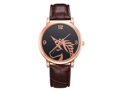 Reloj De Moda Rebirth Para Mujer Con Esfera Grande, Correa De Pu, Movimiento De Cuarzo Redondo (caqui)