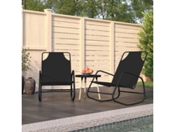 Pack 2 Uds Tumbona | Tumbona De Exterior | Silla Mecedora De Acero Y Textilene Negro Wsd457136