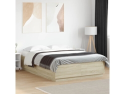 Estructura Cama Con Luces Led Madera Roble Sonoma 160x200 Cm