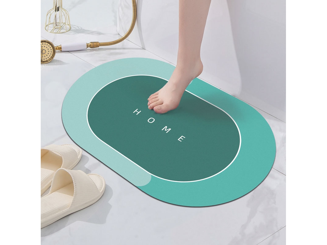 Alfombra de Baño LUUCOZK Antideslizantes Absorbentes Decoración Baño Secado Rápidogoma Elipse Verde (60x90cm)