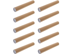 Paquete De 10 Tubos De Cartón Kraft Marrón Con Tapa, 50 Mm De Diámetro Interior, 3 De Grosor