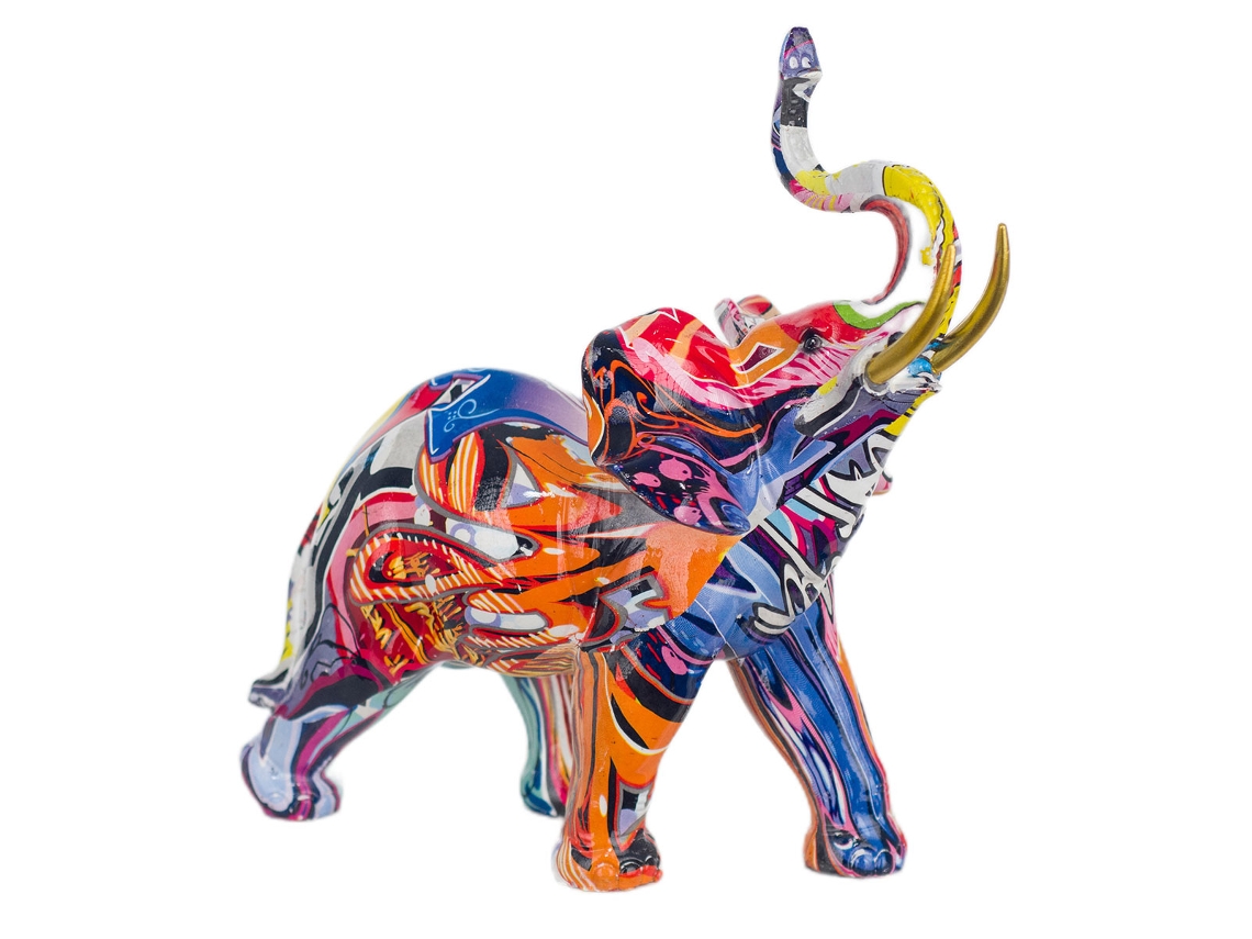 Signes Grimalt - Figura Elefante Multicolor de Resina, Figura de Elefante Figuras  Decorativas Decoracion Salon 19x8x16cm BY SIGRIS