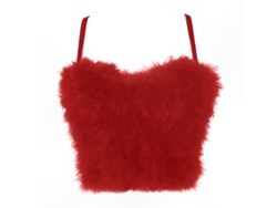 Top Crop Sin Mangas Con Cinturillas Para Mujer Moda Streetwear Bustier Versátil Rojo M