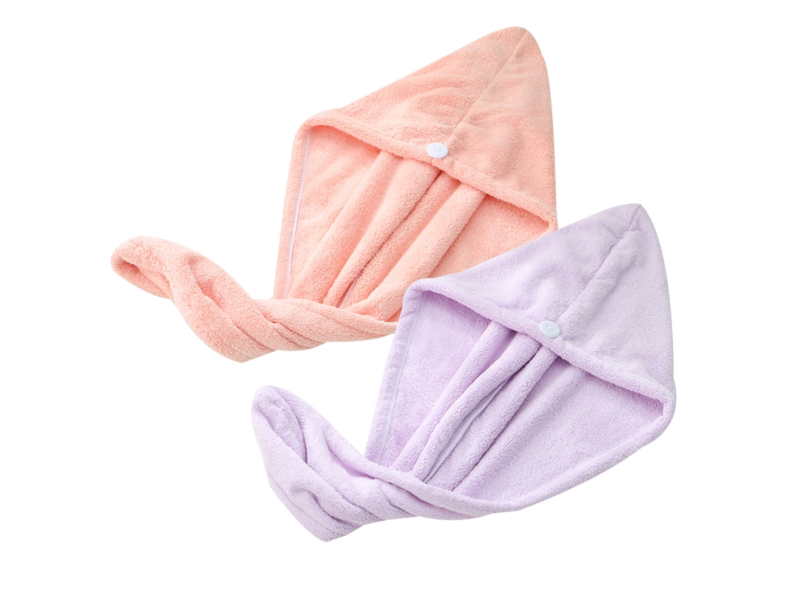 Conjunto de Toalla JEIIBRZUI Coral Botón Gorro Secado Terciopelo Naranja - 2pcs (25x65cm)