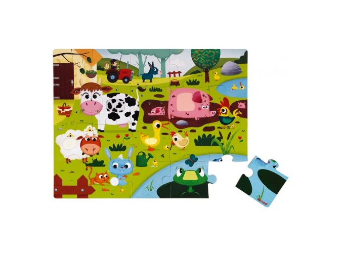 Puzzle Táctil JANOD Animales de Granja (20 Piezas)