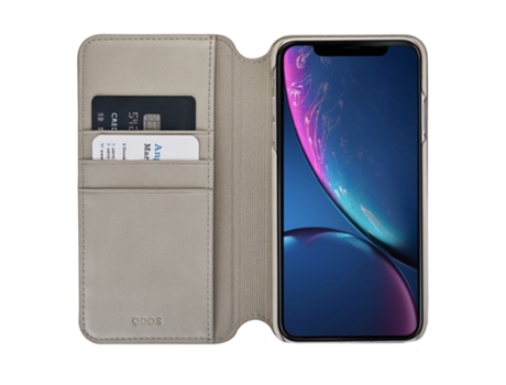 Funda Folio para iPhone XR QDOS Piel Gris