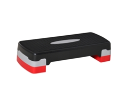 Stepper aeróbico de 2 escalones con altura ajustable, 68 x 28 x 15 cm, negro + gris + rojo.