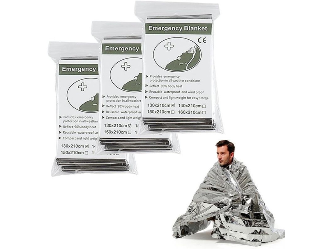 Mantas Térmicas De Emergencia Con Superficie Reflectante Para Supervivencia (plateadas, Paquete De 3)