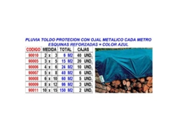 Pluvia toldo proteccion+ojal+refuerzo   6x10   60 m2 80gr azul