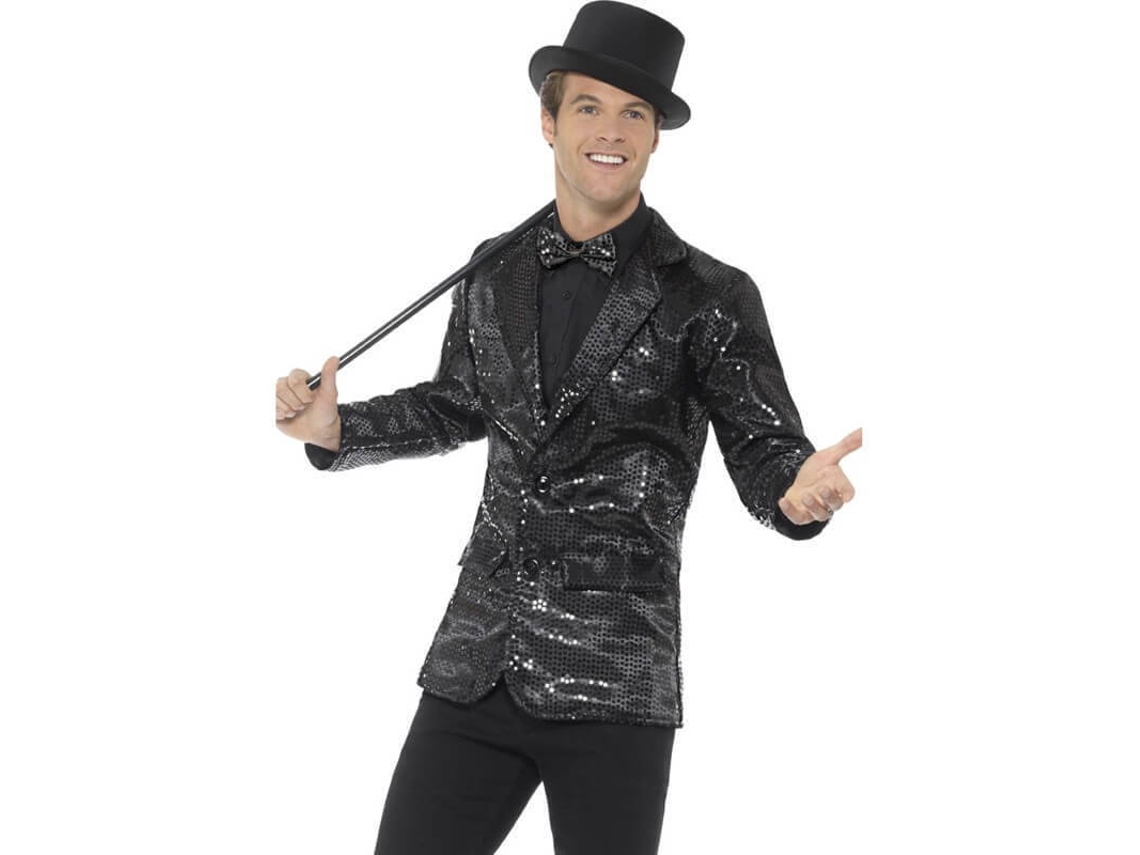 Disfraz de Hombre DISFRAZZES Chaqueta De Lentejuelas Negra (Talla: L)