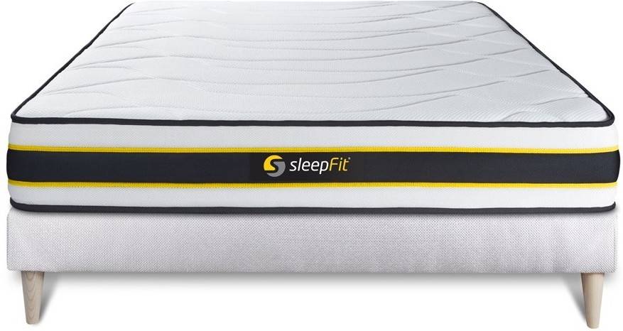 Conjunto de Somier Blanco + Colchón SLEEPFIT Flexy (160x200 cm - Muelles Ensacados)