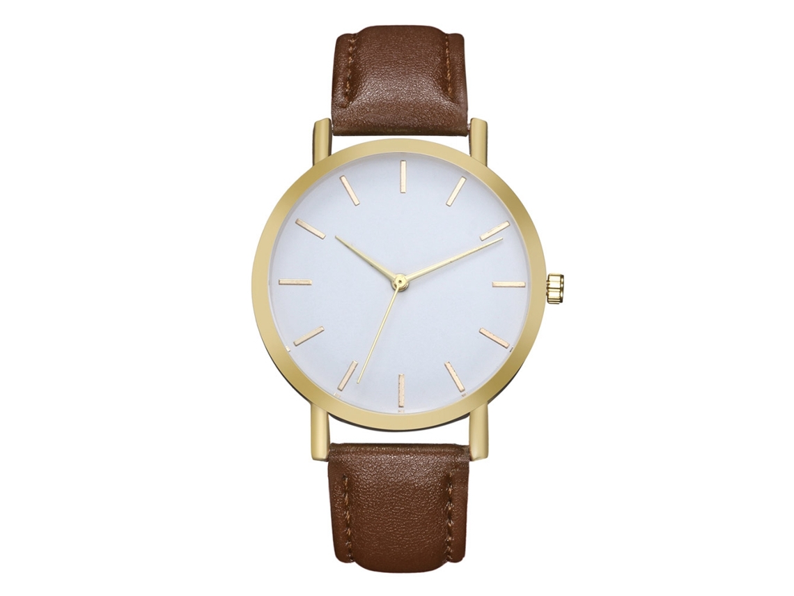 Reloj De Pulsera Para Mujer Sencillo Y Elegante En Piel Sintética Y Cuarzo Beige.