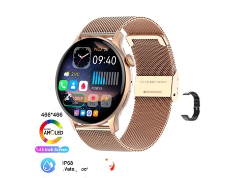 Reloj inteligente para mujer, pantalla de 1,43 pulgadas, 466x466, siempre muestra la hora, relojes de llamada Bluetooth, reloj inteligente deportiv...