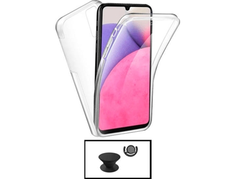 Kit Carcasa + 1 HandHolder + 1 Soporte Samsung Galaxy A33 5G G4M Transparente y Negro