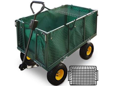 Carro de jardín verde 114x52x64cm 550kg incl. Lona alquitranada