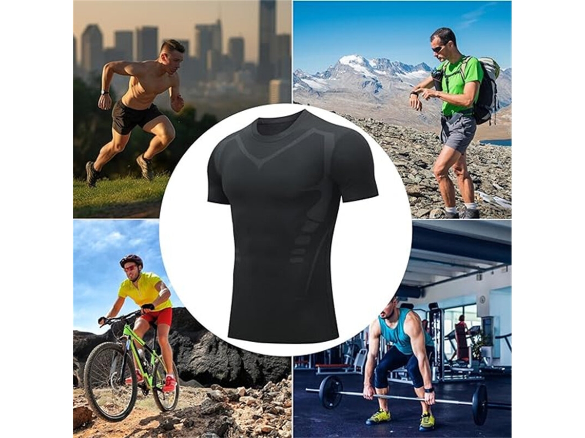 Negra l Tengoo Camiseta Deportiva Ajustada Secado Rápido Poliéster Multifuncional Cómoda Correr Senderismo Culturismo Entrenamiento