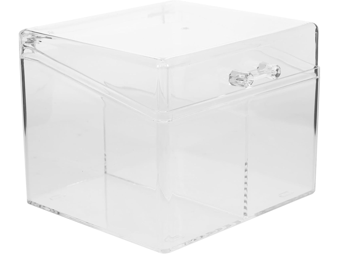 Tarjetero de acrílico transparente para oficina con tapa abatible. SFUSHOS