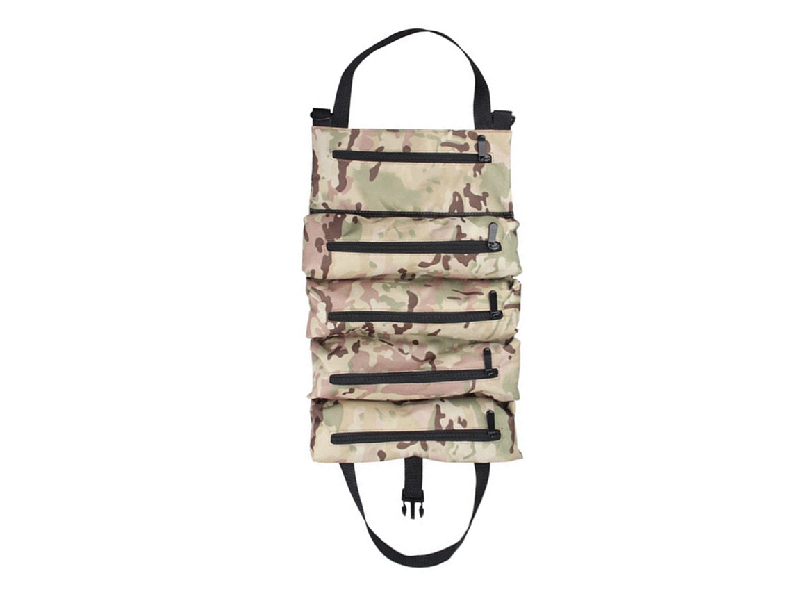 Bolsa de almacenamiento portátil de lona de camuflaje (enrollable, con múltiples cremalleras)