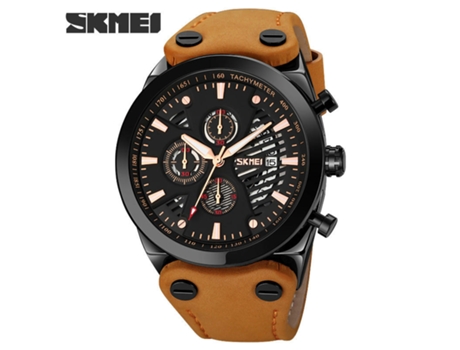 Relojes para Hombre Reloj de Pulsera de Cuero con Fecha Resistente al Agua Relojes Deportivos analógicos de Cuarzo-Marrón con Esfera Negra LUUCOZK