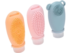 Botellas De Viaje, Botellas De Inodoro De Silicona Antifugas Y Exprimibles De 100 Ml Con Estropajo Suave.