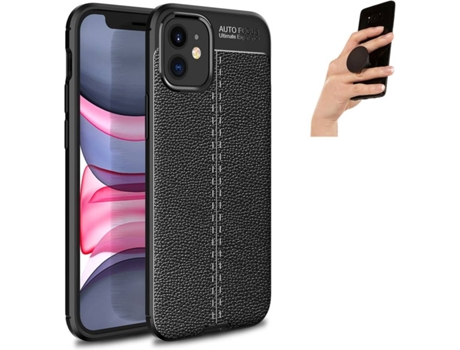Carcasa + Popsocket iPhone 12 Mini Rugged Leather Negro