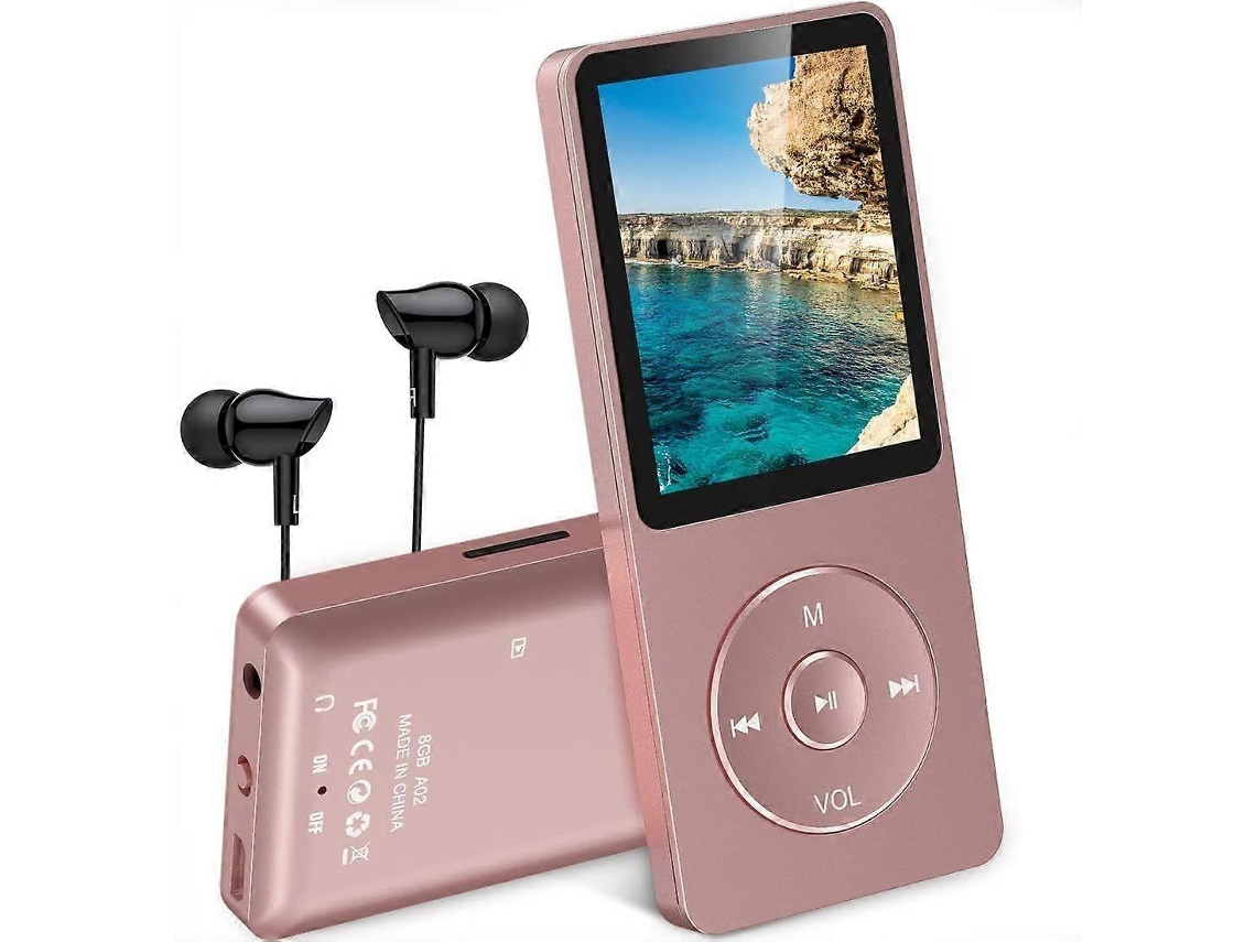 Reproductor MP3, 8GB, pantalla 1.8", 70Hz. Música, radio FM, auriculares, fotos, grabaciones y eBooks.