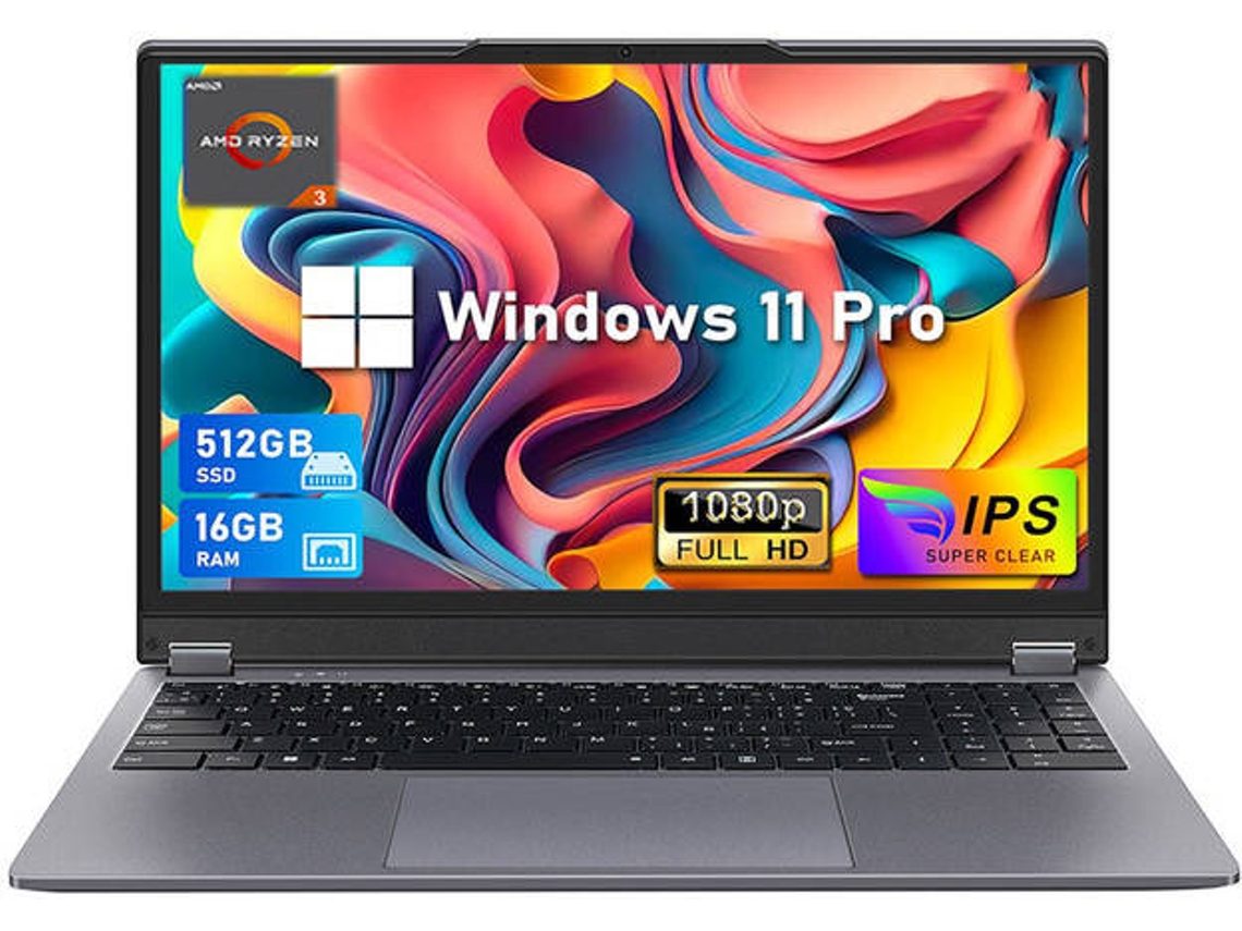 VANWIN Computadora Netbook Portátil con Pantalla Táctil -Giro 360 15.6 Amd Ryzen 3-3200U- Ram16Gb -512Gb Ssd