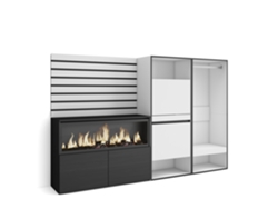 Aparador, Buffet | Amplio espacio de almacenaje | 227x145x35 cm | Para dormitorio | Chimenea eléctrica XXL | Zapatero | Armario abierto | Blanco Duérmete Online