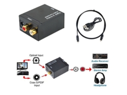 Baoj-2026conversor De Áudio Digital Para Analógico Com Entradas Óptica, Coaxial E Adaptador Toslink