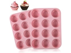 moldes de silicona para mini magdalenas - Rinde 12 magdalenas - Sin BPA - Antiadherentes, fáciles de limpiar (rosa)