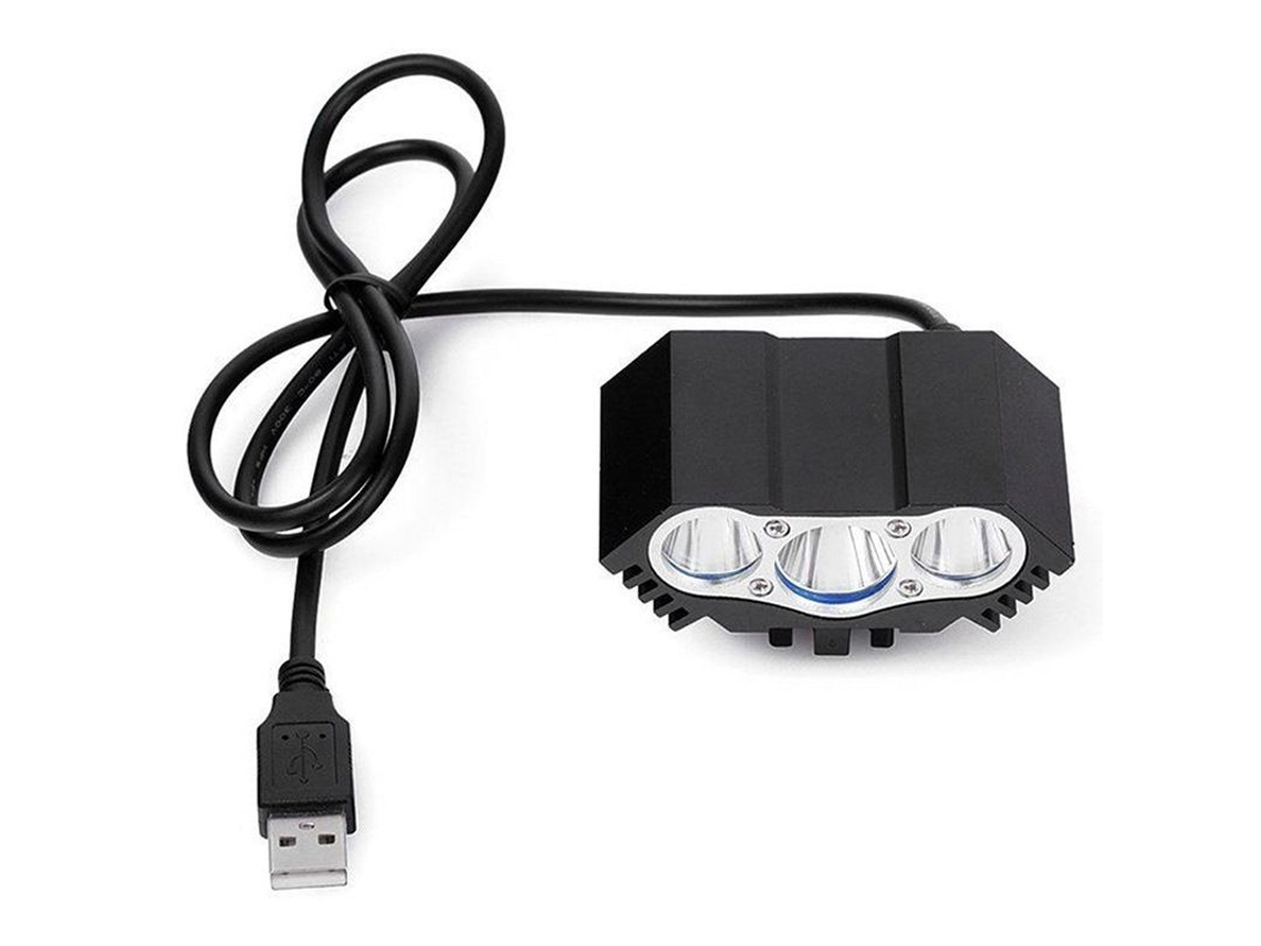 Luz para bicicleta USB T6, 3000 lm, 30 W, IPX5, aluminio, 4 modos, alcance de 200 m, negra.