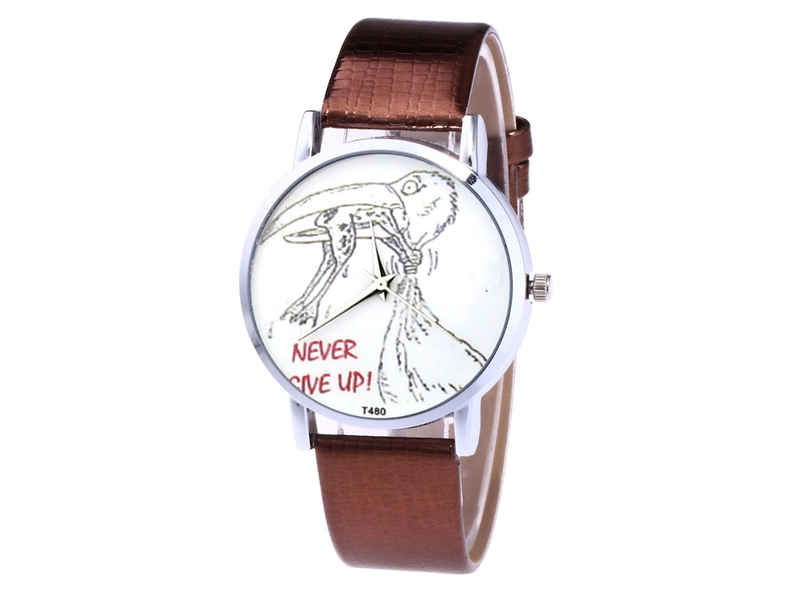Reloj De Cuarzo Para Parejas Con Correa De Cuero Pu Moda Dial Redondo Casual Café