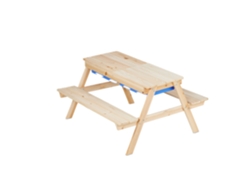 Conjunto De Assentos Relaxdays 2 Em 1 Para Crianças, Mesa De Brincar E Piquenique, Axlxp: 50 X 89 X 86 Cm, Natural