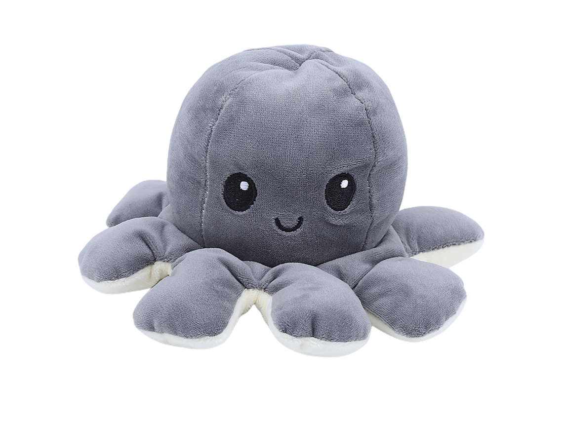 Peluche reversible de pulpo de dos caras, juguete suave para bebés (gris + beige)