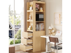 Librería Estrecha De 200 Cm Con 3 Compartimentos Y 3 Cajones.