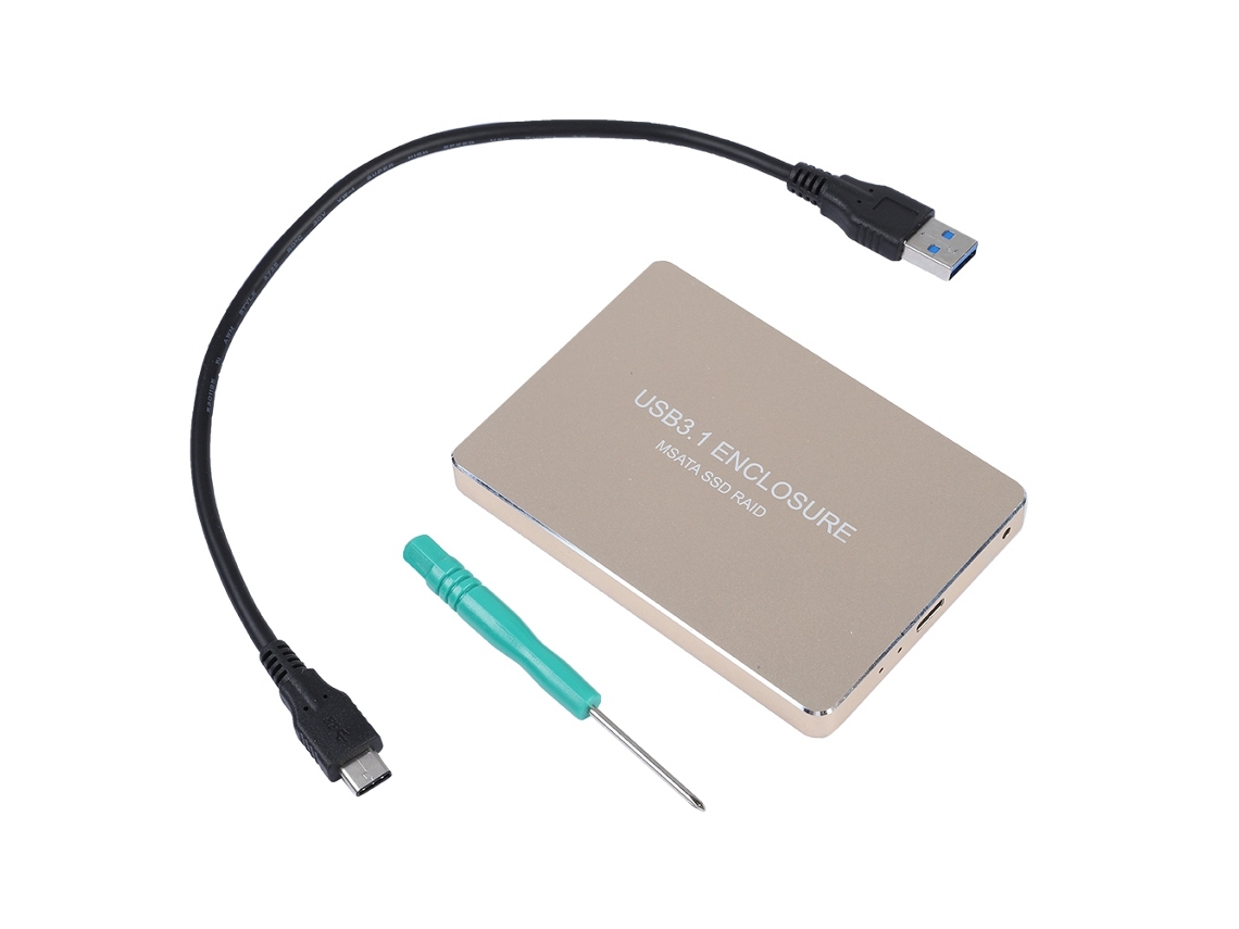 Caja De Gabinete Externo Ssd Msata De 2 Puertos Usb3.1 Type C 10gbps