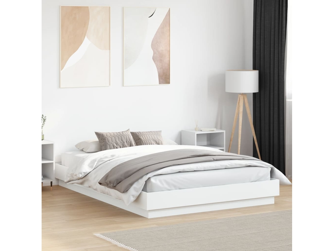 Estructura De Cama Con Luces Led Blanco 160x200 Cm