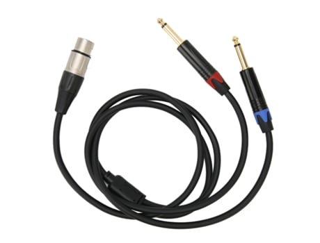 Cable dual macho de 6,35 mm a XLR hembra, conectores chapados en oro de 24 quilates, adaptador convertidor divisor dual de 1/4 pulgadas a XLR Y de ...