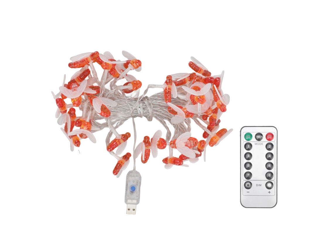 2026-luces De Cadena Abeja Impermeables 6m 40 Led Luz Cálida Usb Para Jardín Balcón Exterior