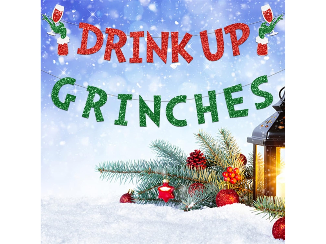 Bandera del Grinch – Corona y decoración navideña brillante para las fiestas de invierno
