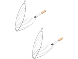 Cesta plegable de 2 piezas para pescado, ideal para asar a la parrilla al aire libre.