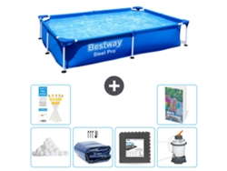 Piscina rectangular Bestway Steel Pro - 221x150x43 cm - 7 piezas S31