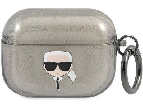 Carcasa Apple KARL LAGERFELD Airpods Pro Glitter Karl`S Head 61 Negro