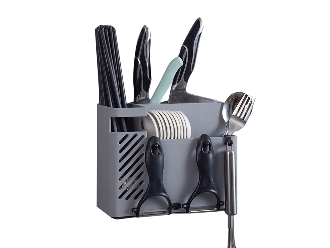 Escurridor de cubiertos multifuncional de pared para palillos de cocina