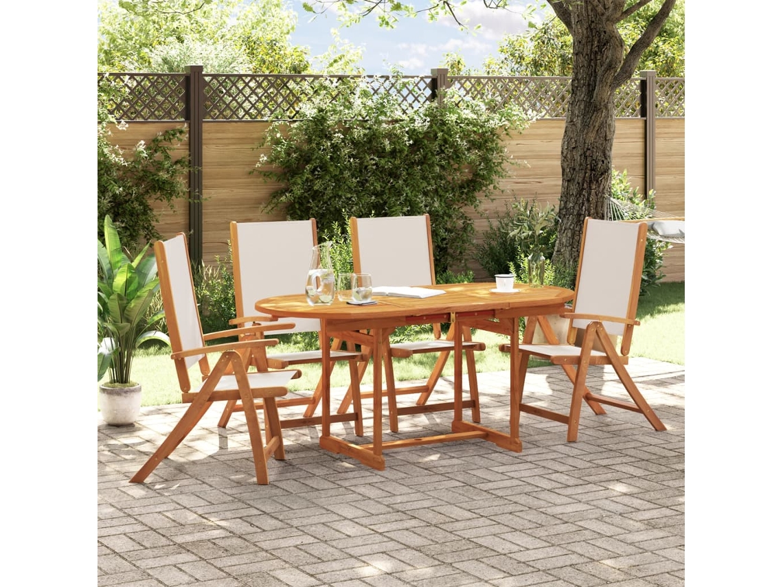 Juego de comedor de jardín de 5 piezas de acacia maciza y textilene Dkd Home Decor