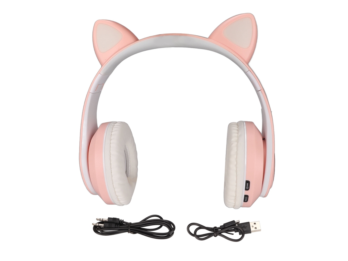 Auriculares Bluetooth Con Orejas De Gato, Luz Led, Plegables, Altavoz De 40 Mm Y Batería De 400 Mah.
